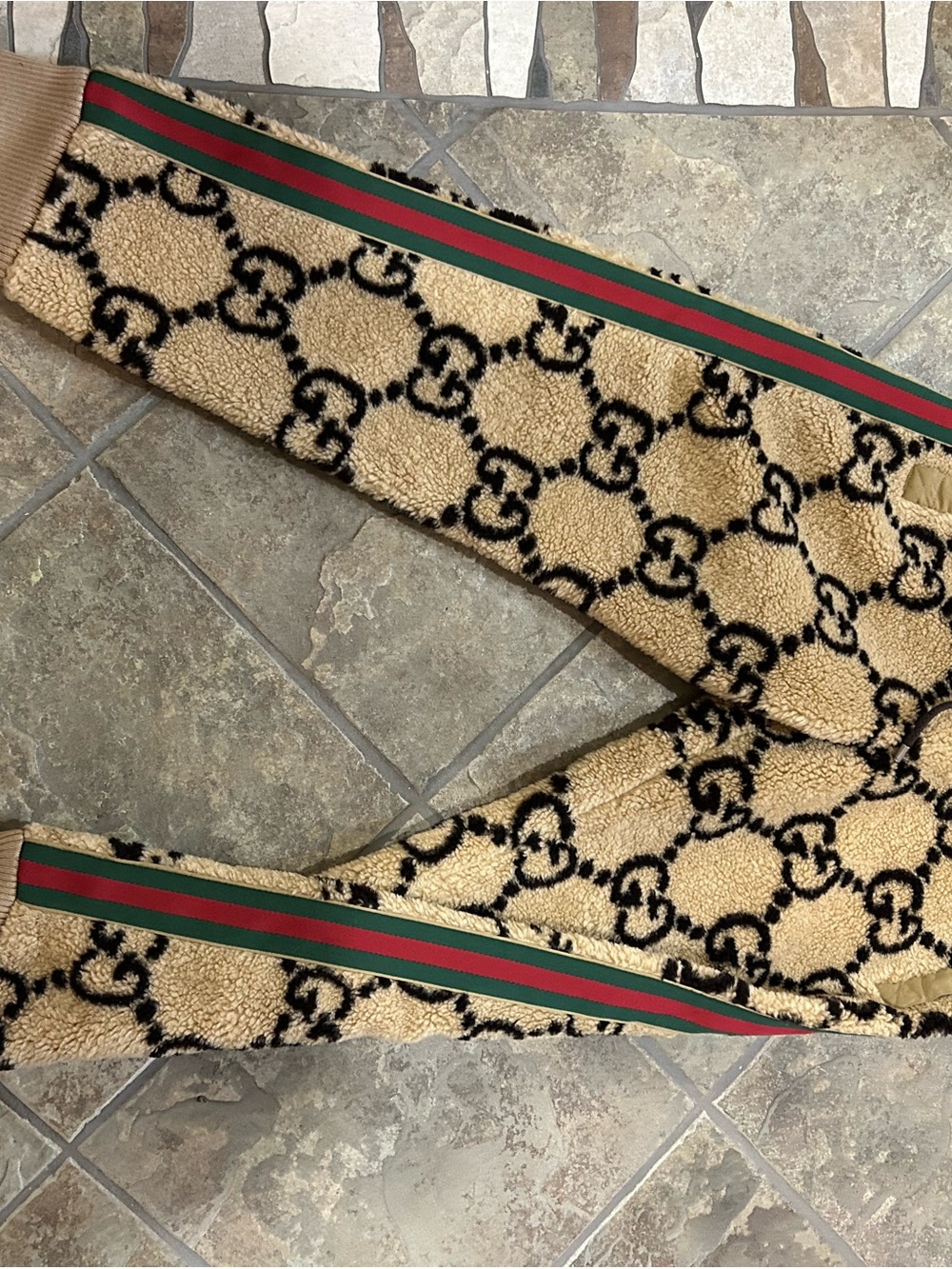 Men's Gucci GG jacquard wool blend fleece jogging pants size XL made in Italy - Picture 2 of 14